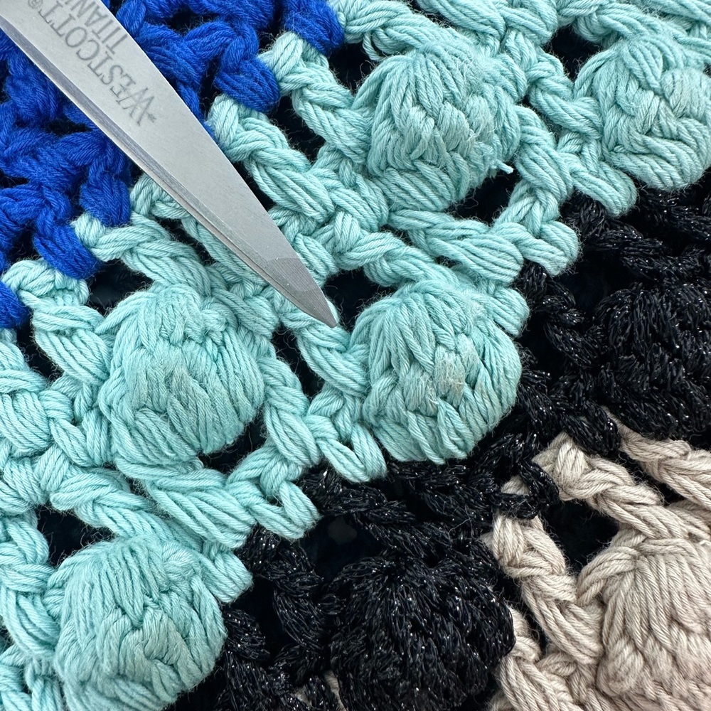 Leifsdottir Multicolor Boho Crochet Bobble Stitch Top Artisan Festival Knit S - Picture 10 of 10